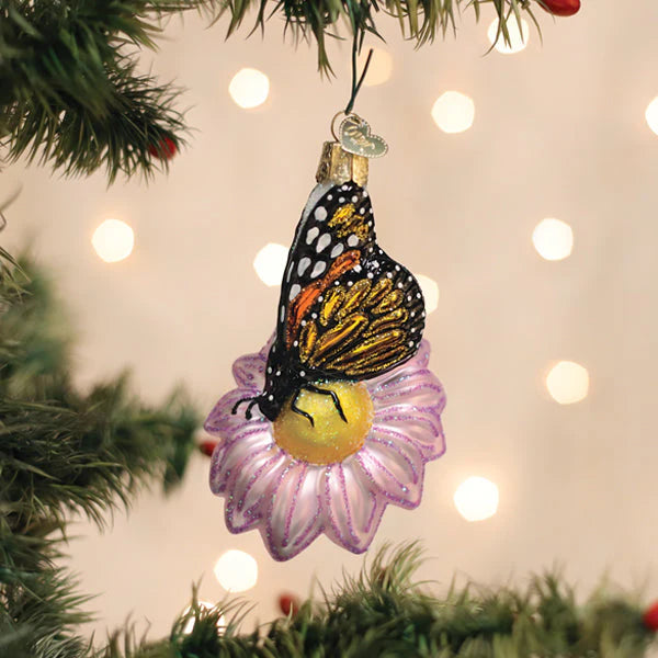 Old World Christmas - Monarch Butterfly on Flower Ornament