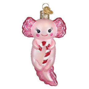Old World Christmas - Axolotl with Candy Cane Ornament
