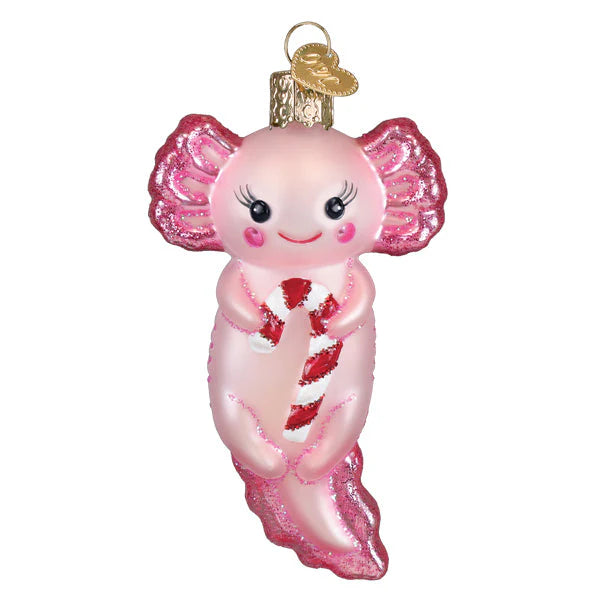 Old World Christmas - Axolotl with Candy Cane Ornament