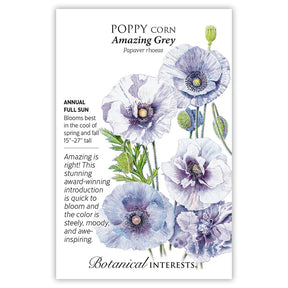 Botanical Interests, Inc. - Poppy Corn Amazing Gray Seeds - Southern Agriculture 