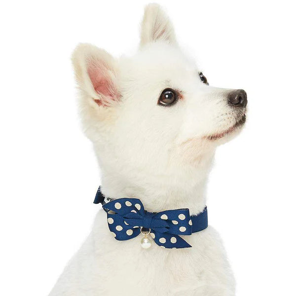 Navy | The Most Coveted Dog Collar with Bowtie & Pearl