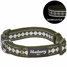 Olive Jacquard Pattern | 3M Reflective Neoprene Quick-Release Dog Collar