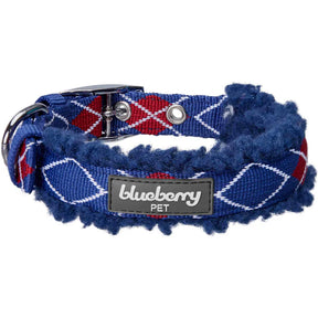 Royal Blue Scottish Argyle | Sherpa Fleece Padded Dog Collar