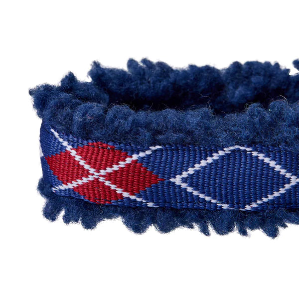 Royal Blue Scottish Argyle | Sherpa Fleece Padded Dog Collar