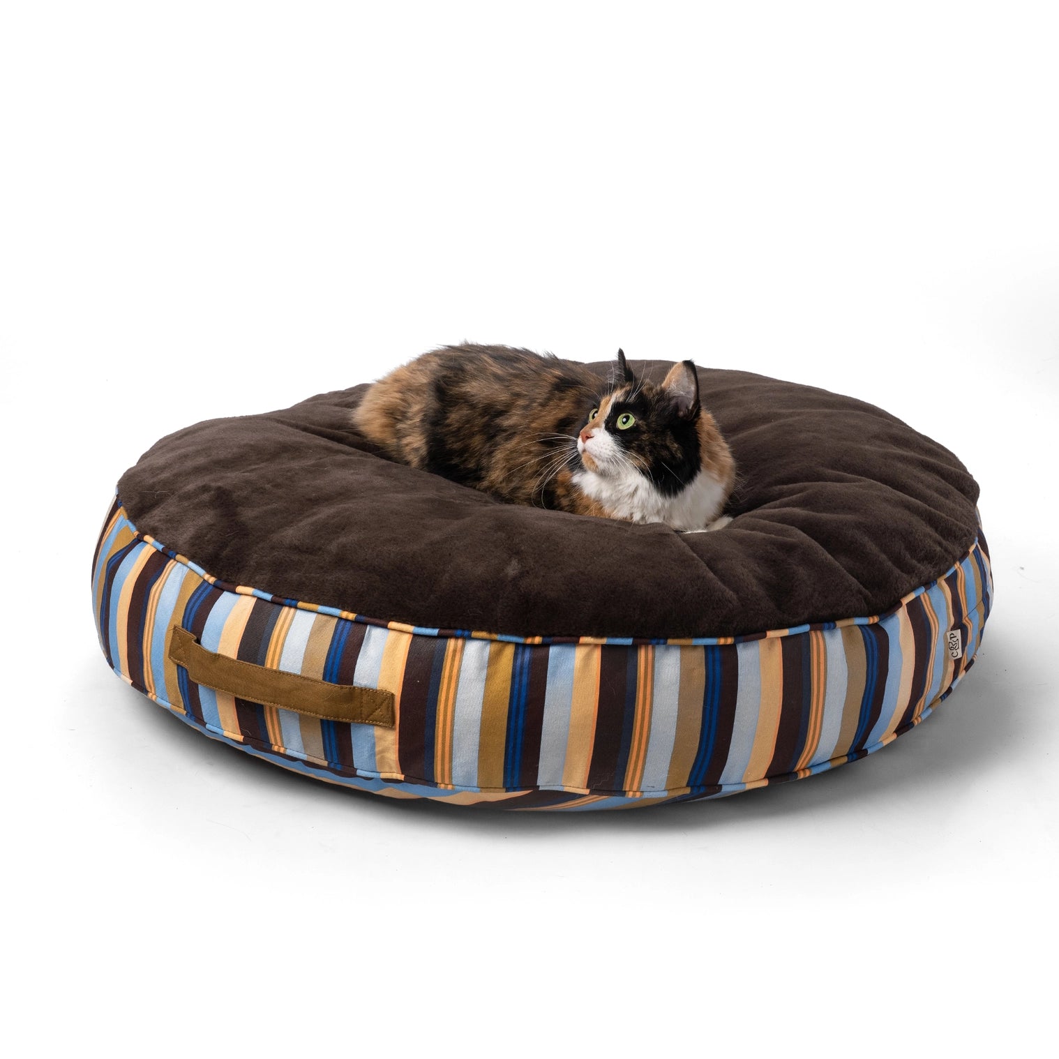 Carolina Pet Company - Round Stripe Pet Bed With Fur