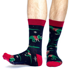Good Luck Sock - Christmas Sweater Dinosaur Socks