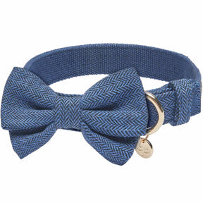 Navy | Textured Tweed Dog Collar