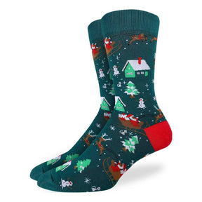 Good Luck Sock - Santa on Sled Christmas