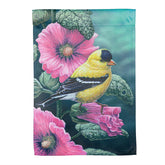 Evergreen Enterprises - Flag Goldfinch on Hollyhocks