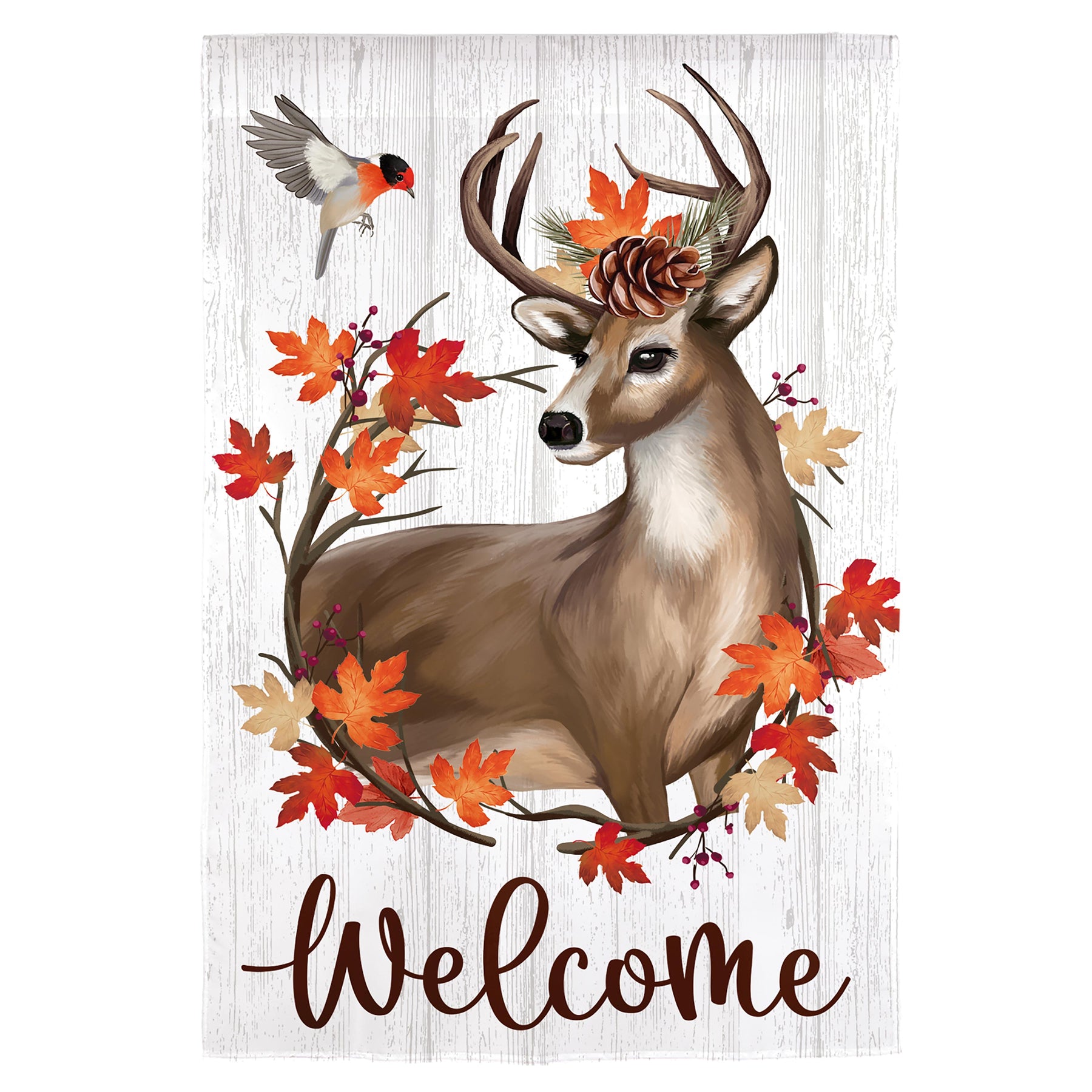Autumn Deer Wreath Flag