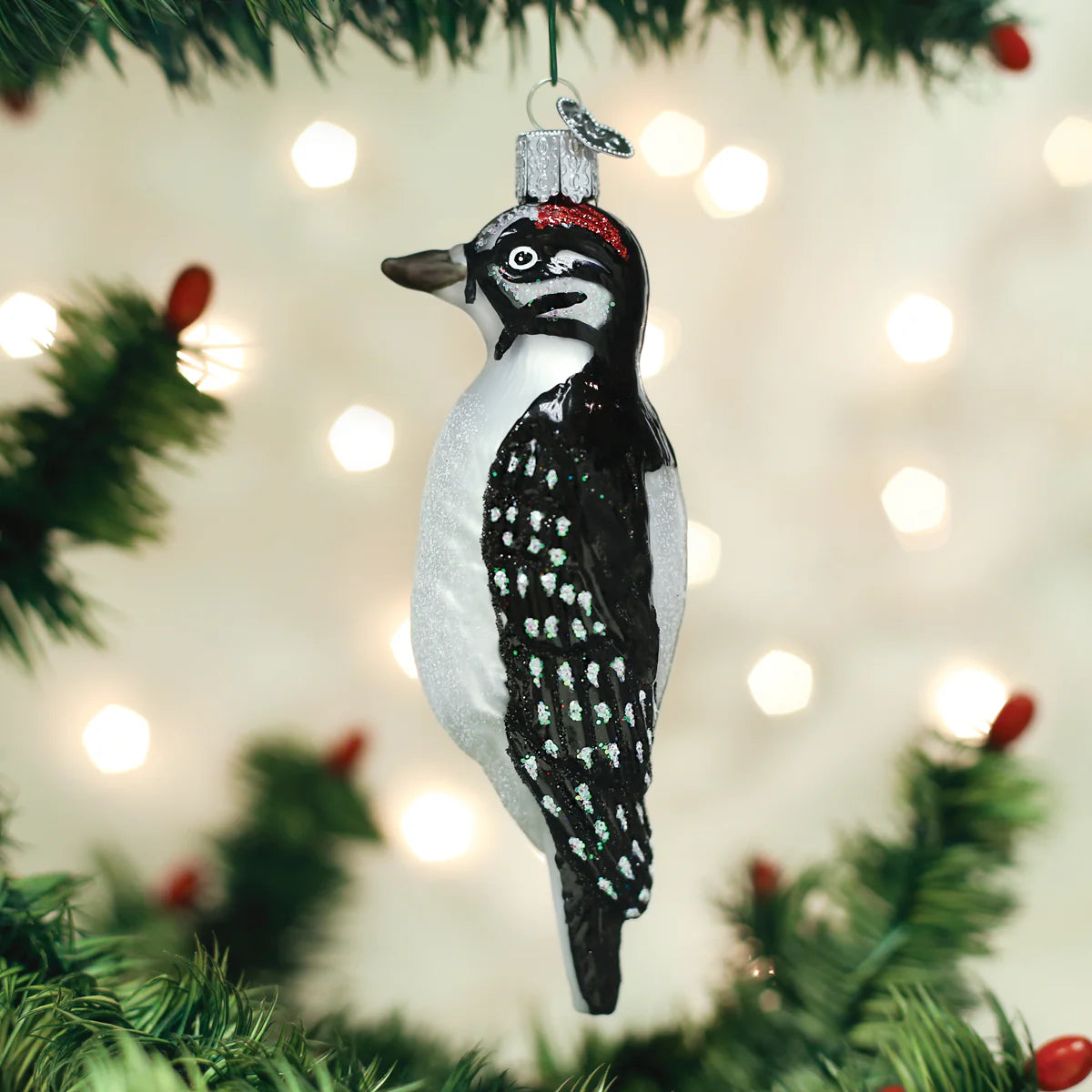 Old World Christmas - Hanging Hairy Woodpecker Ornament