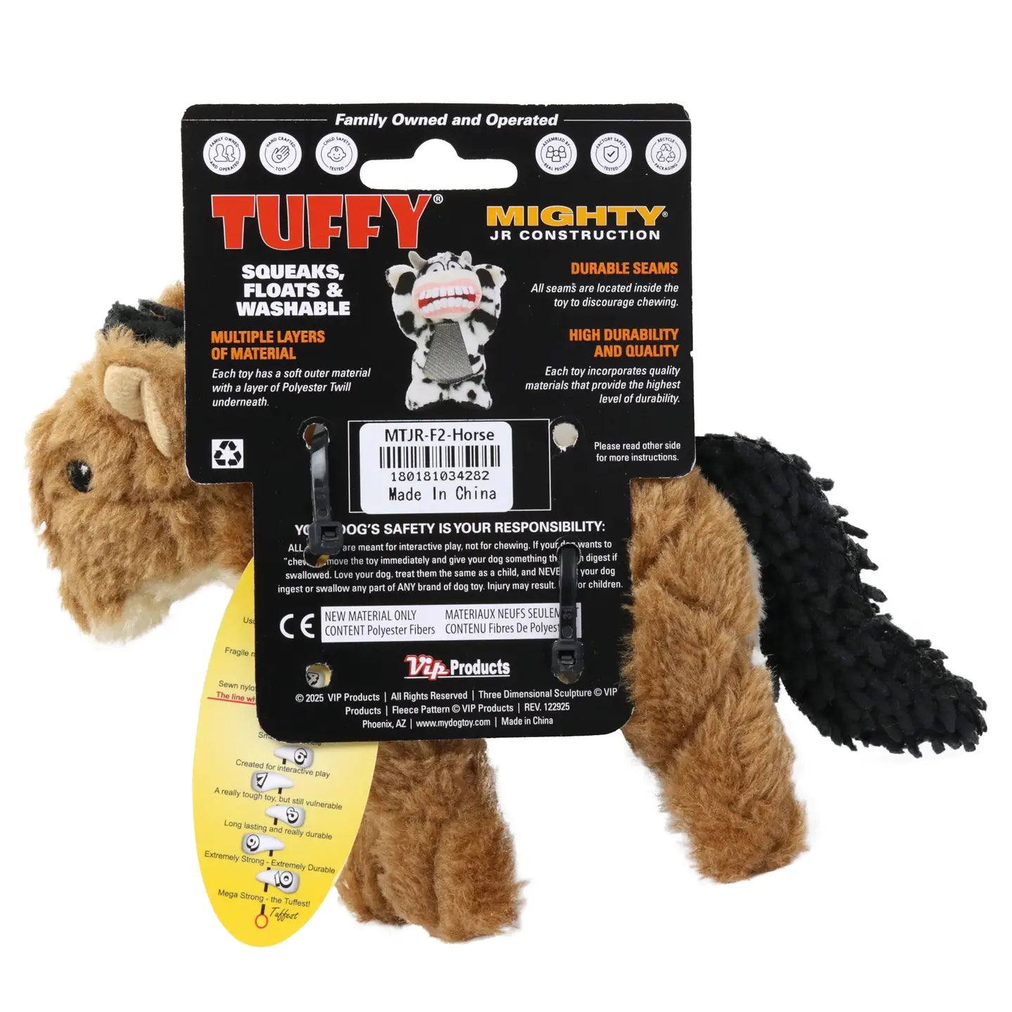 Tuffy Dog Toys - Mighty Jr Farm Horse Plush Squeaky Dog Toy