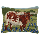 Peking Handicraft - Pillow Hook Longhorn in Blue Bonnets Field