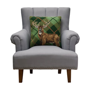 Peking Handicraft - Pillow Deer Plaid Hook
