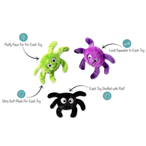 Petshop by Fringe Studio - Dog Toy CREEPY CRAWLER SPIDERS (3 Piece Set)