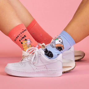 Sock It To Me - Women's Crew Sock: Purr-sciption for Happiness