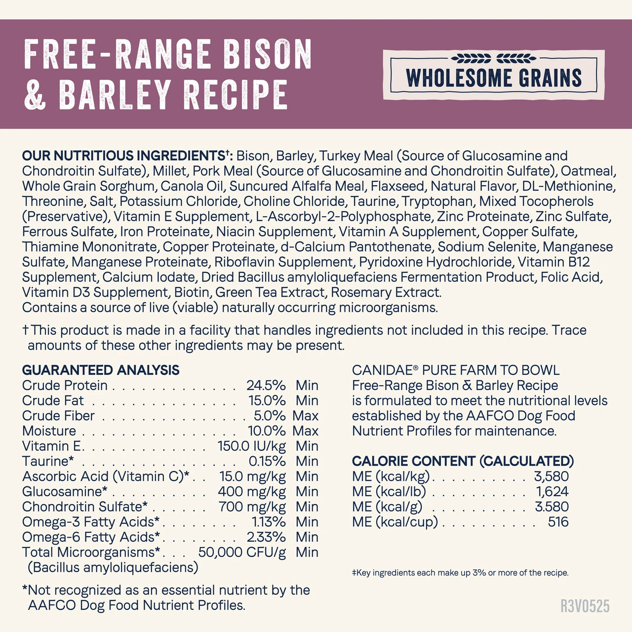 Canidae - Pure Farm To Bowl With Wholesome Grains Free Range Bison & Barley