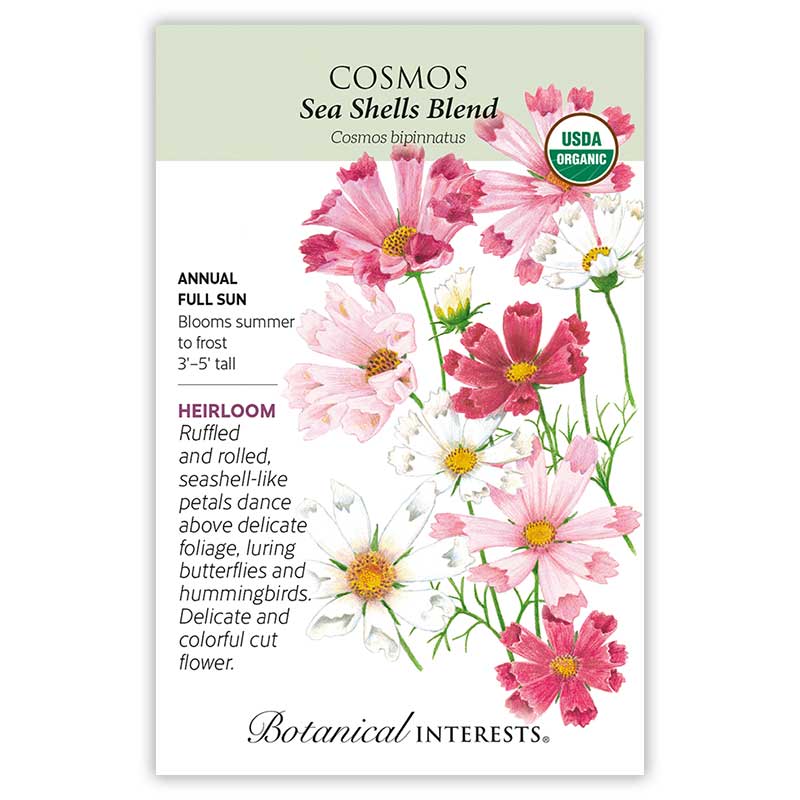 Botanical Interests, Inc. - Cosmos Seashell Blend Seeds - Southern Agriculture 
