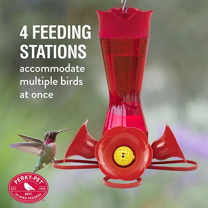 Hummingbird Feeder Pinched Waist Red Glass