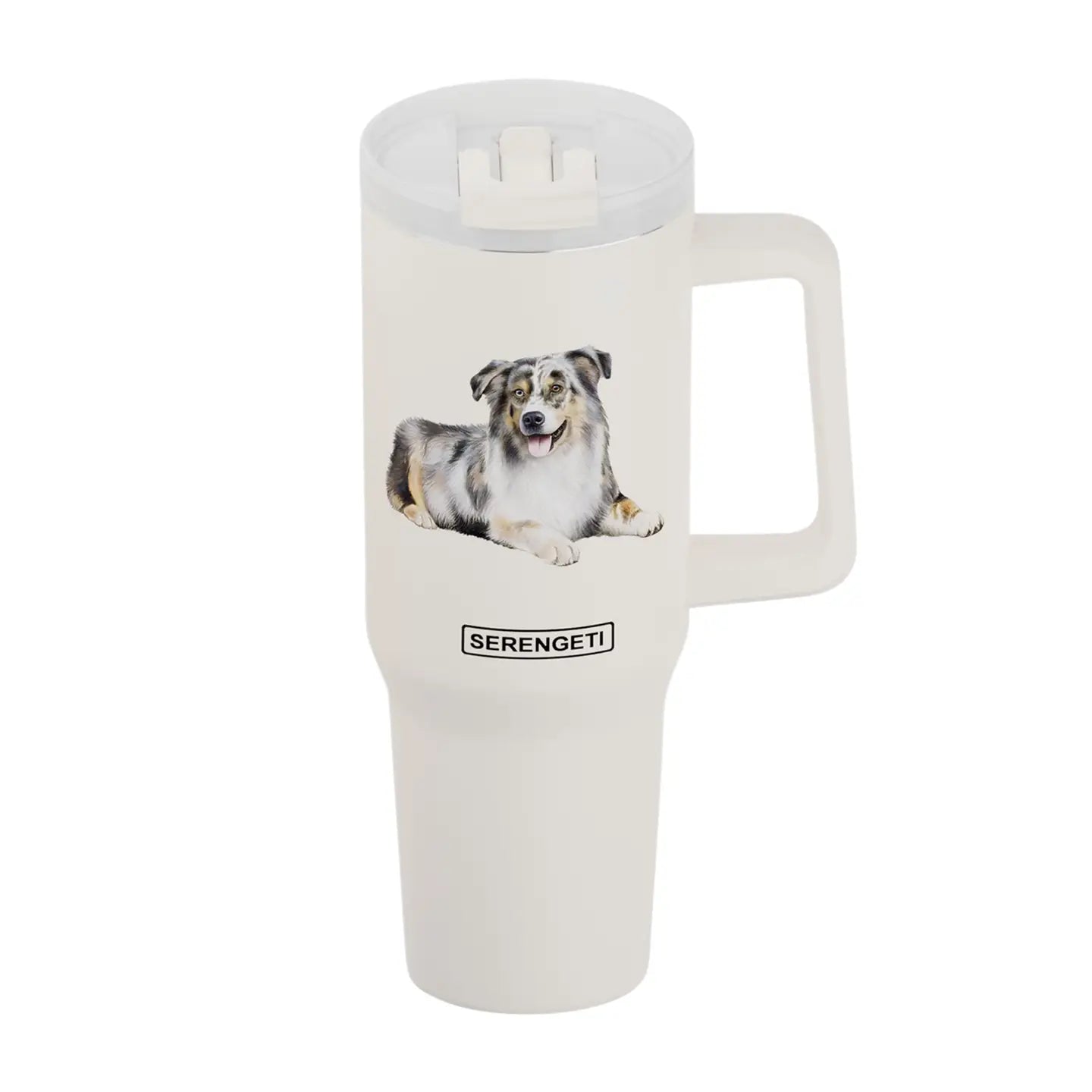 Tumbler with Handle & Straw Australian Shepherd