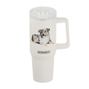 Tumbler with Handle & Straw Australian Shepherd
