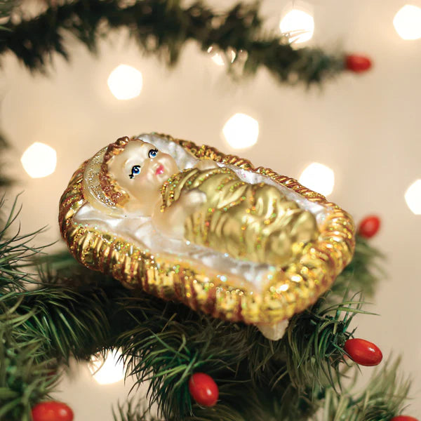 Old World Christmas - Baby Jesus In Manger Clip-On Ornament