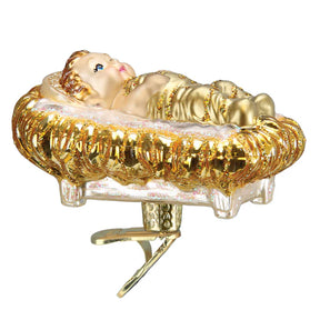 Old World Christmas - Baby Jesus In Manger Clip-On Ornament