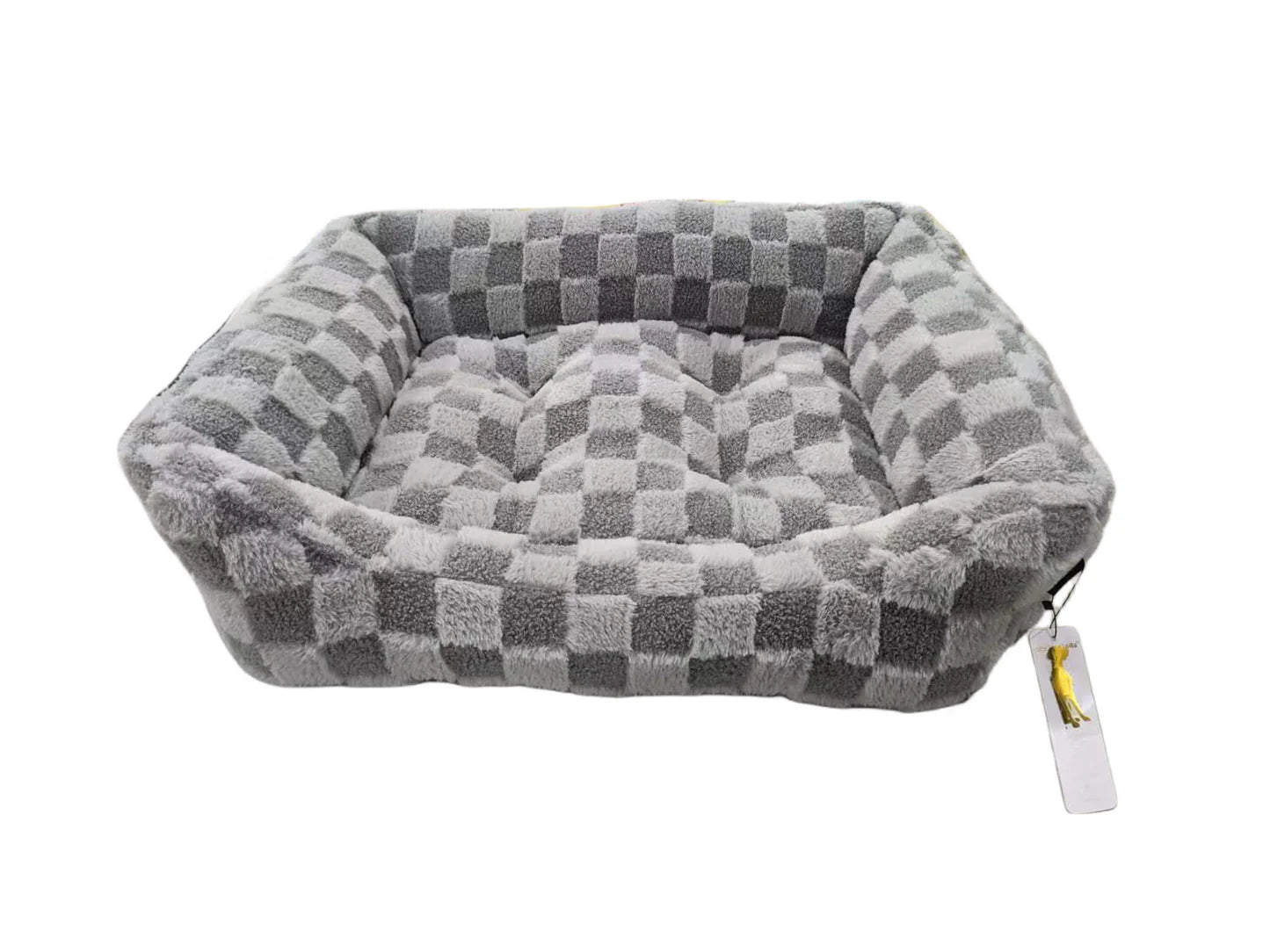 Precious Tails - Pet Bed Cuddler Reserve Checkered Ultra Soft & Elegant Grey