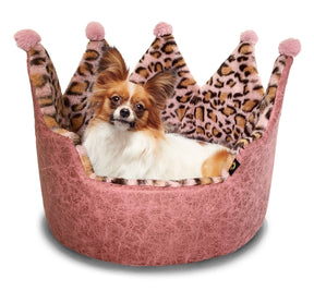 Precious Tails - Leopard Print Crown Pet Bed