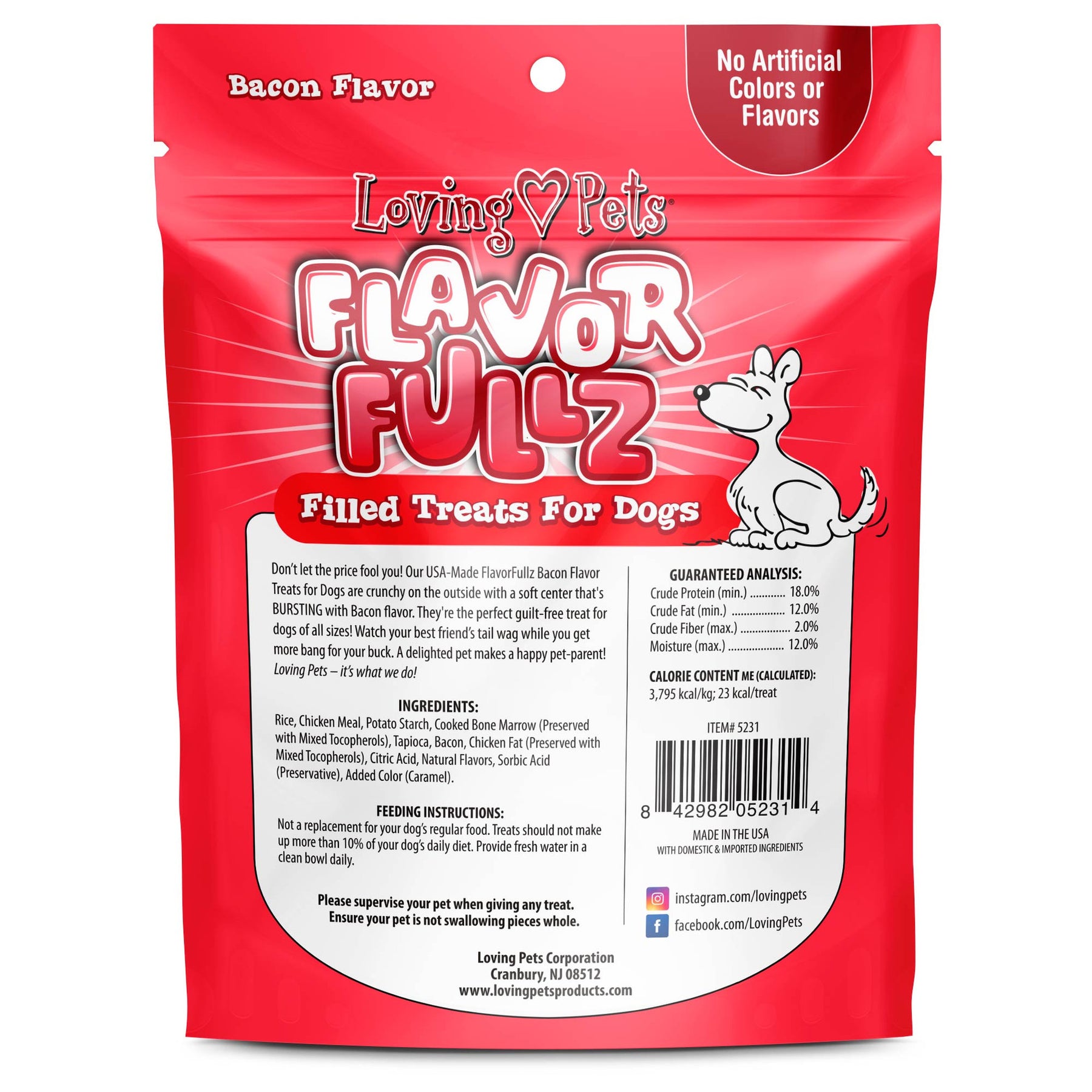 Loving Pets Inc. - Flavorfullz Bacon Flavor Filled Treats For Dogs