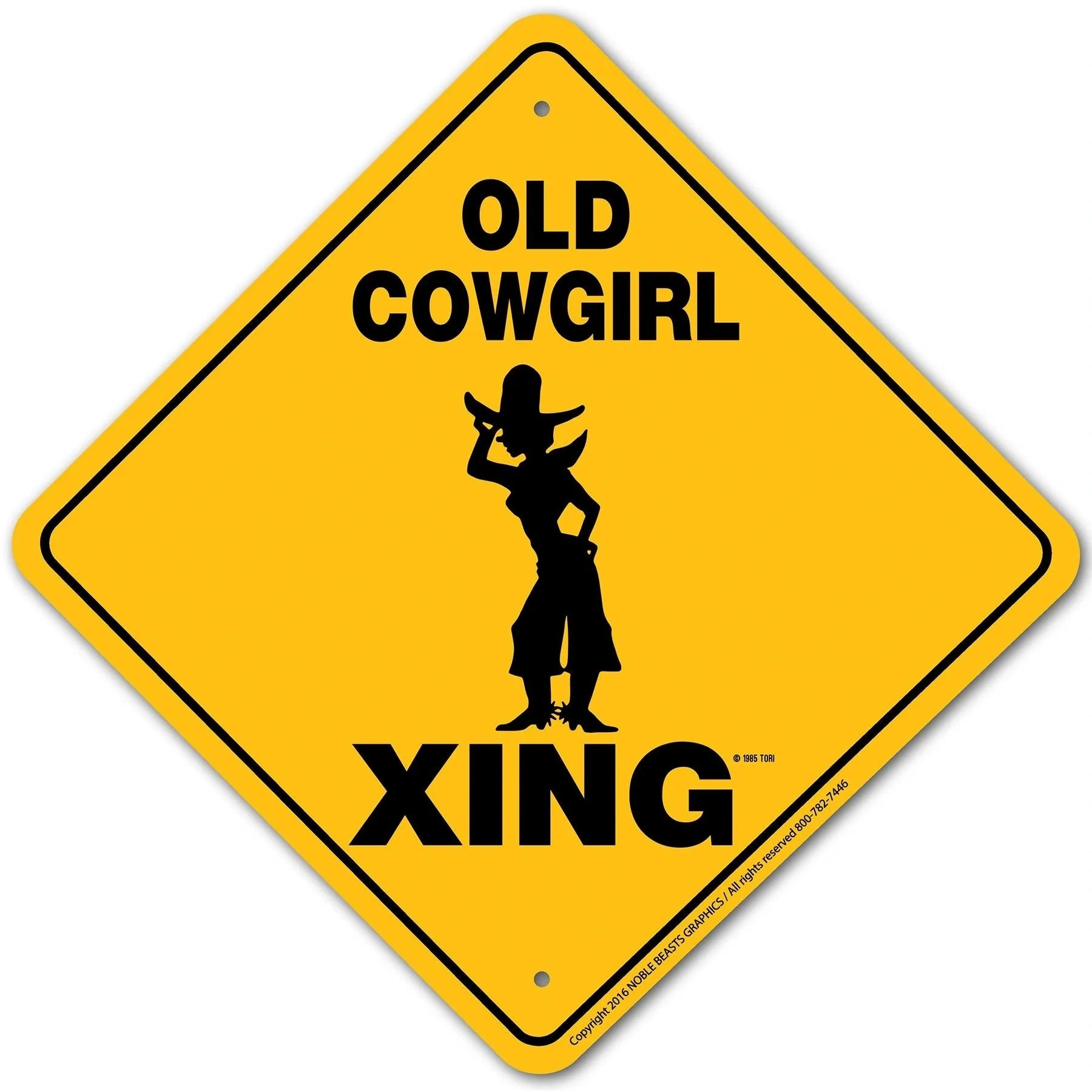 Noble Beasts - Old Cowgirl X-ing Sign