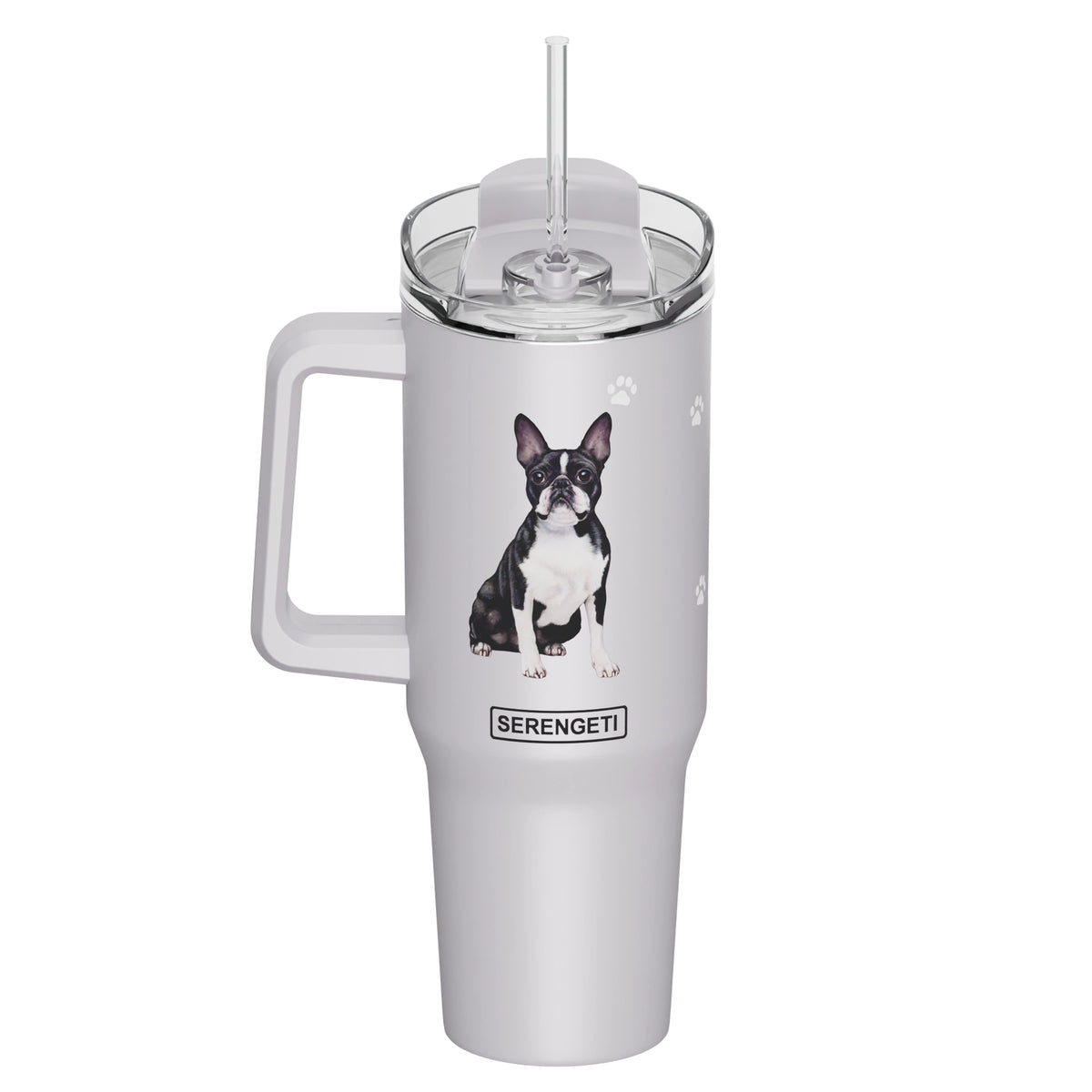 Tumbler with Handle & Straw Border Terrier