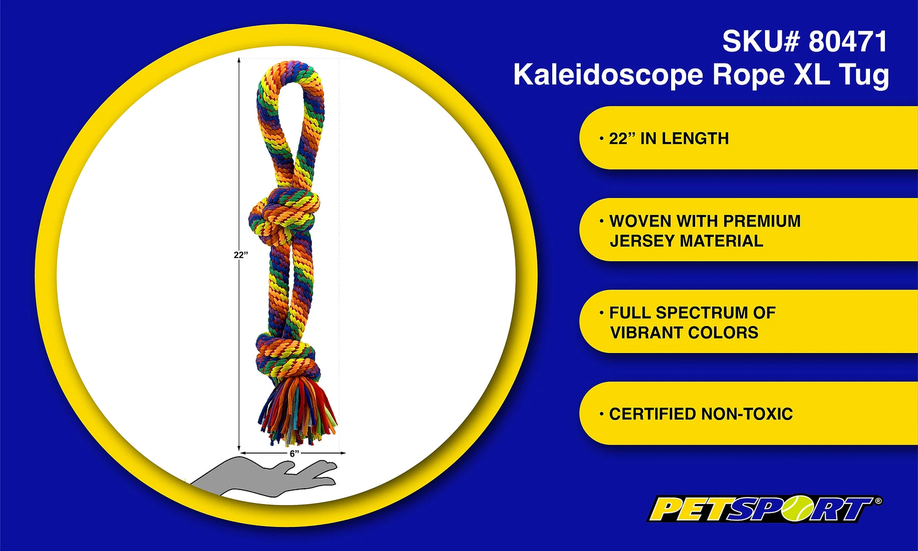 Petsport - Kaleidoscope Knot Tug 22" With Loop Handle