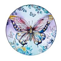 Season to Sparkle Bird Bath, Hand-Painted Glass - Icy Butterfly, 18'