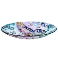 Season to Sparkle Bird Bath, Hand-Painted Glass - Icy Butterfly, 18'
