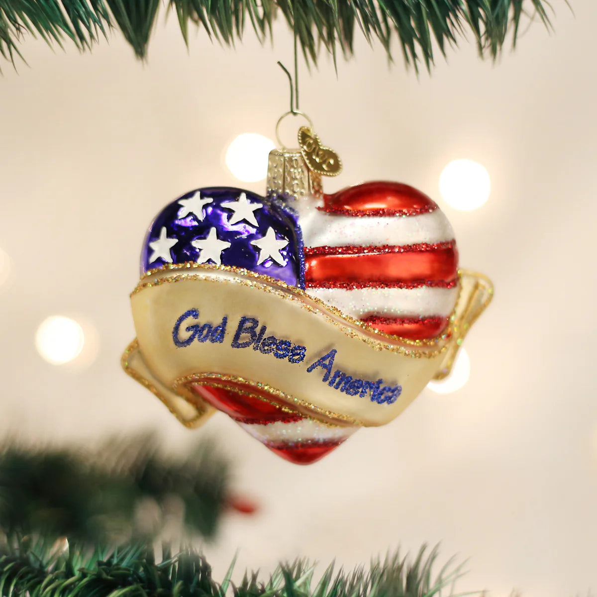 Old World Christmas - God Bless America Heart Ornament