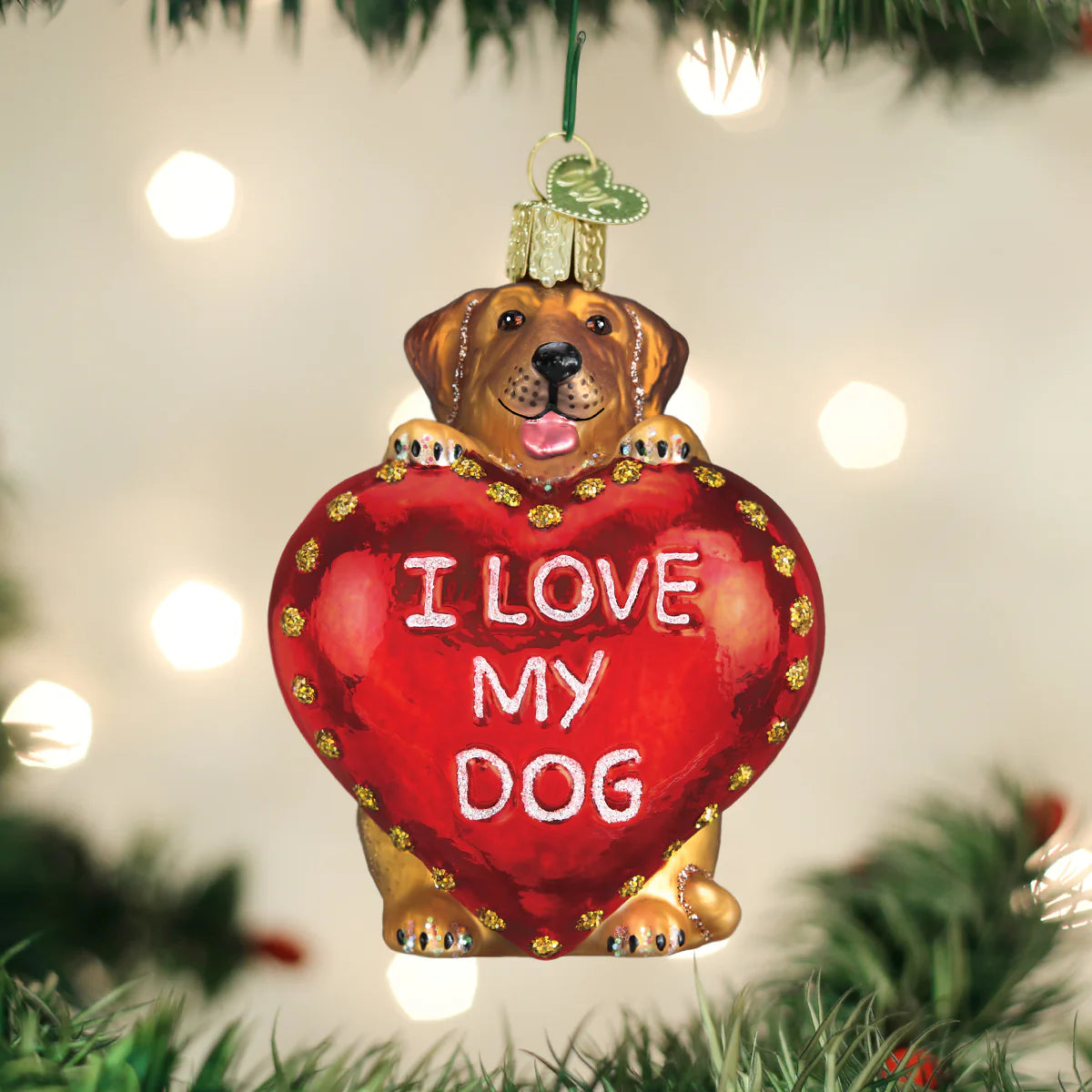 Old World Christmas - I Love My Dog Ornament