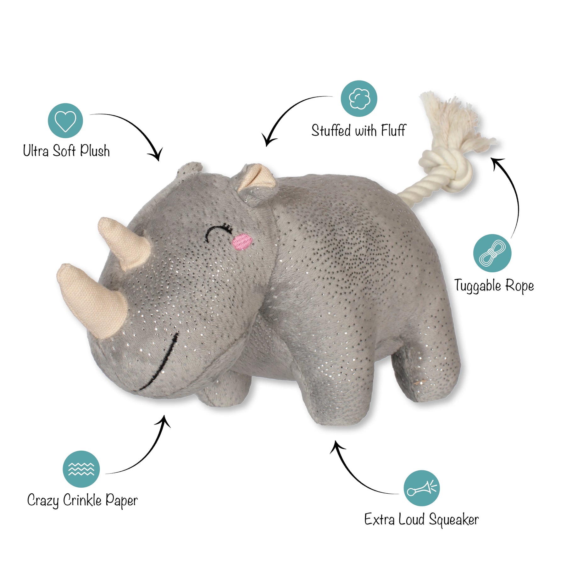 Petshop by Fringe Studio - Dog Toy Rhino You Want Me Plush