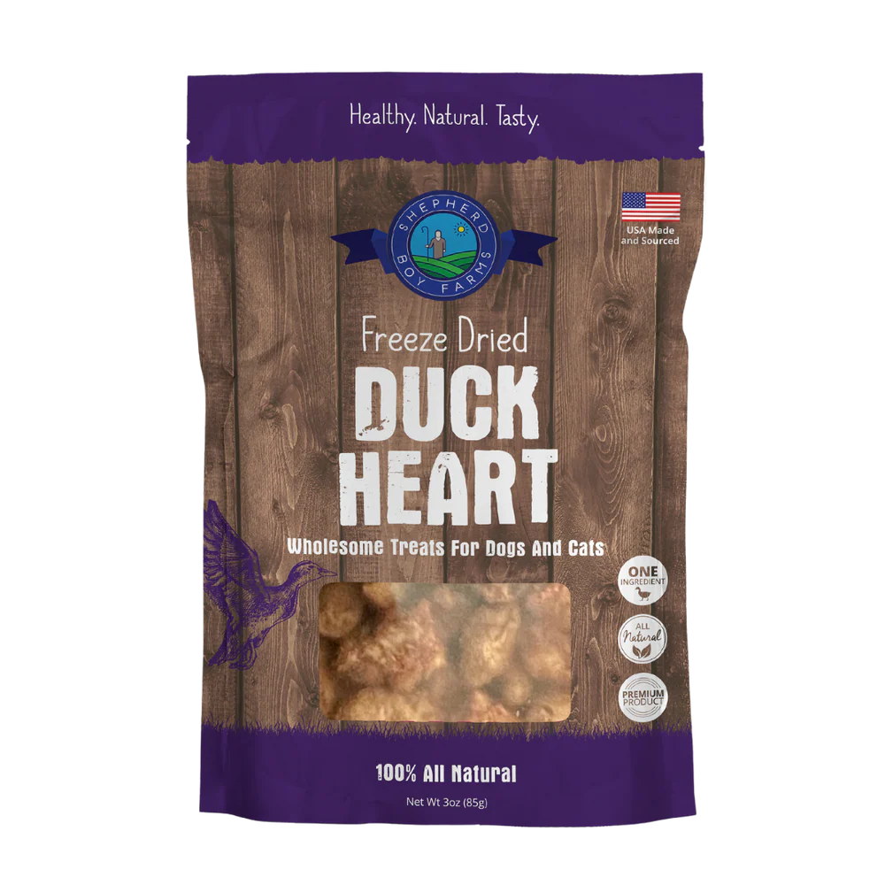 Shepherd Boy Farms - Duck Heart Freeze Dried Dog & Cat Treats