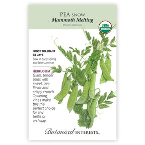Botanical Interests, Inc. - Pea Snow Mammoth Melting Seeds - Southern Agriculture 