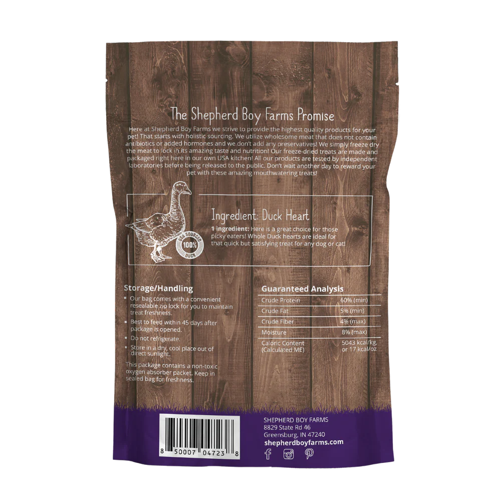 Shepherd Boy Farms - Duck Heart Freeze Dried Dog & Cat Treats