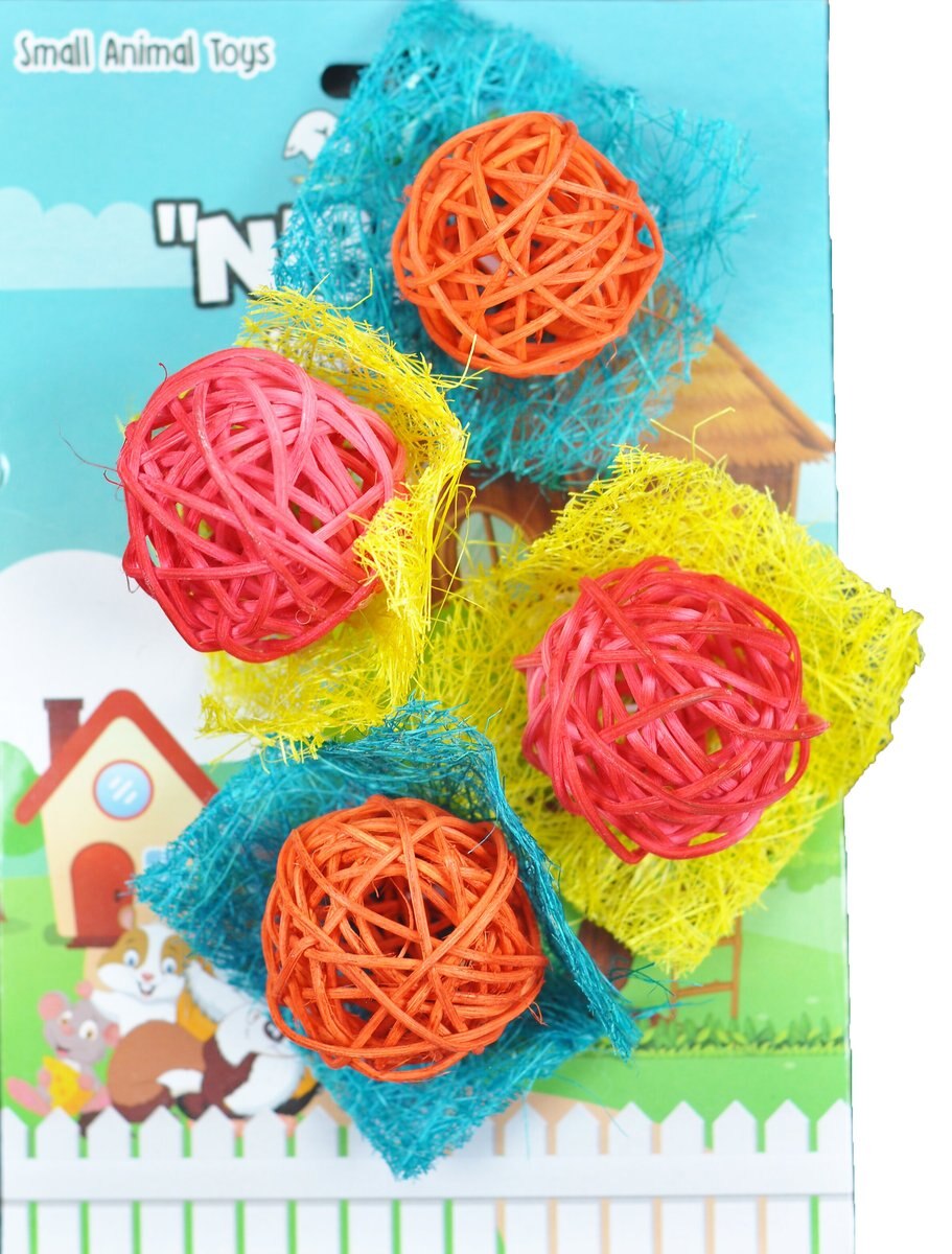 A & E Cage Company - Nibbles Small Animal Loofah Chew Toy, Bon Bons