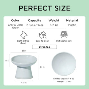 Moon-X USA - Cat Food Bowl Tilted Stress Free Raised 2 Piece Set