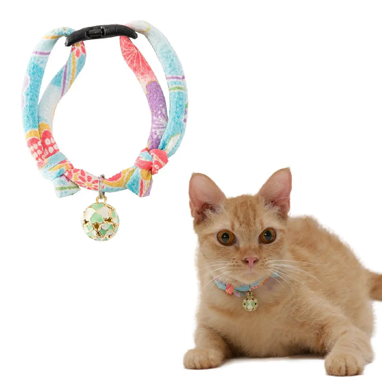 Cat Collar Chirimen With Clover