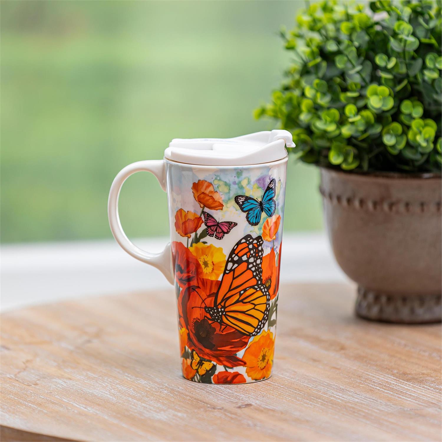 Evergreen Enterprises - Ceramic Cup Monarch Butterfly & Friends w/ Gift Box