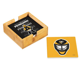 Evergreen Enterprises - Ceramic Coasters Pittsburg Penguins Set with Wood Caddy