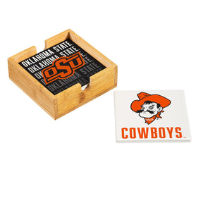 Evergreen Enterprises - Ceramic OSU Coaster Set with Wood Caddy