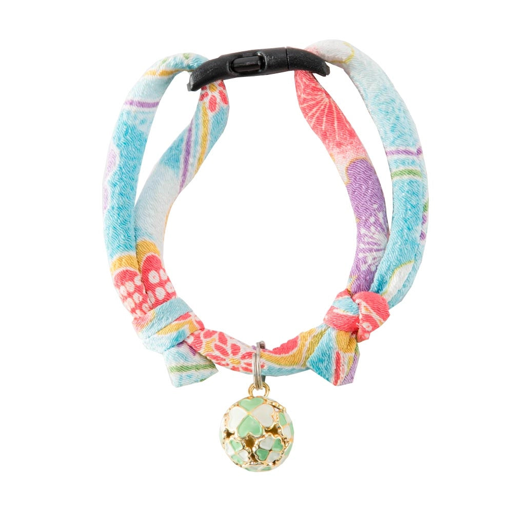 Cat Collar Chirimen With Clover