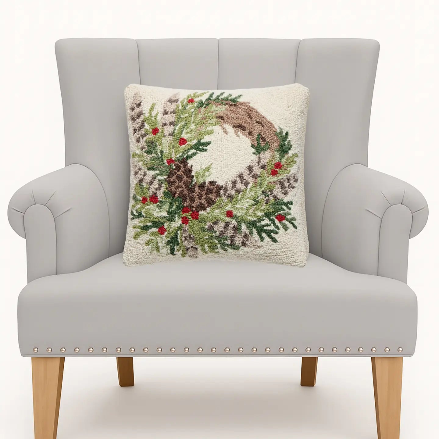 Peking Handicraft - Pillow Hook Pheasant Feather Wreath