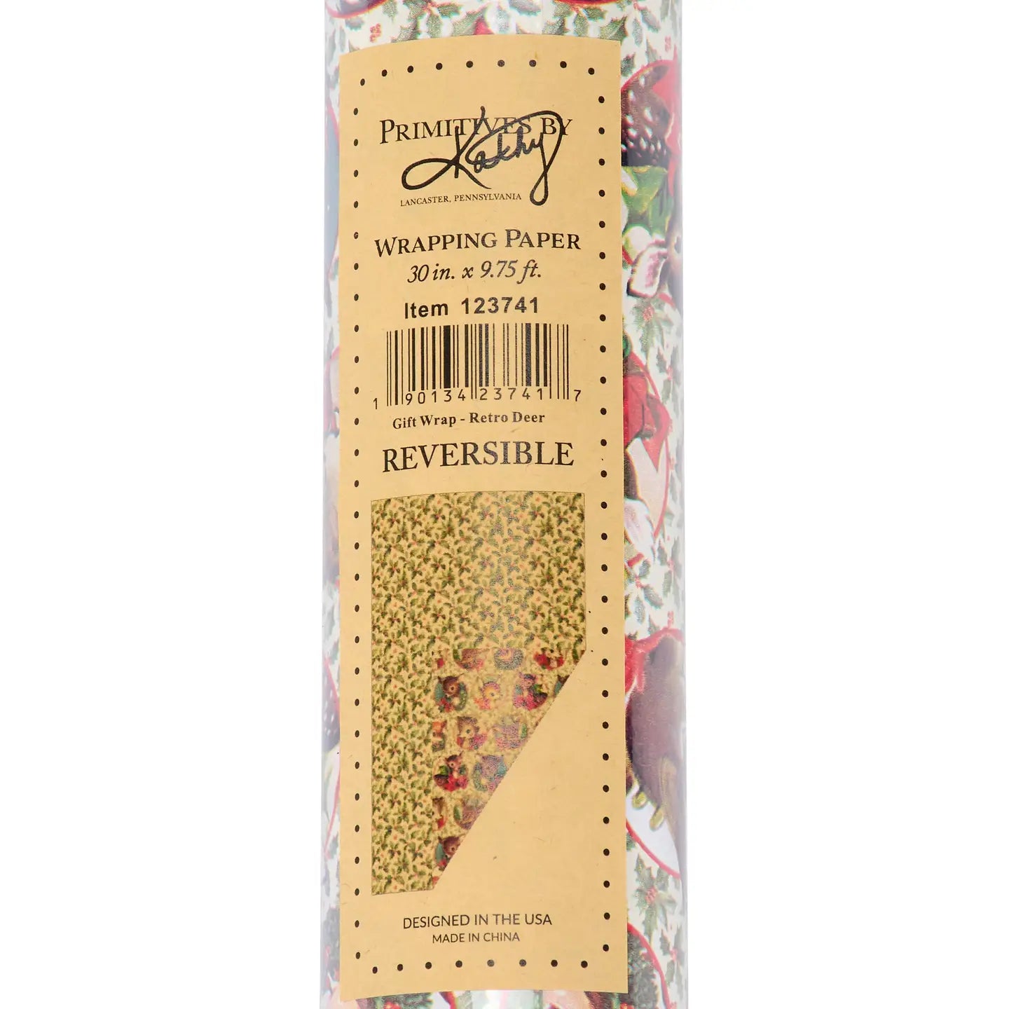 Primitives by Kathy - Gift Wrap Retro Deer